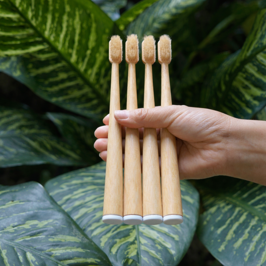 RELEVA Boar Bristle & Bamboo Toothbrush (4 Pack)