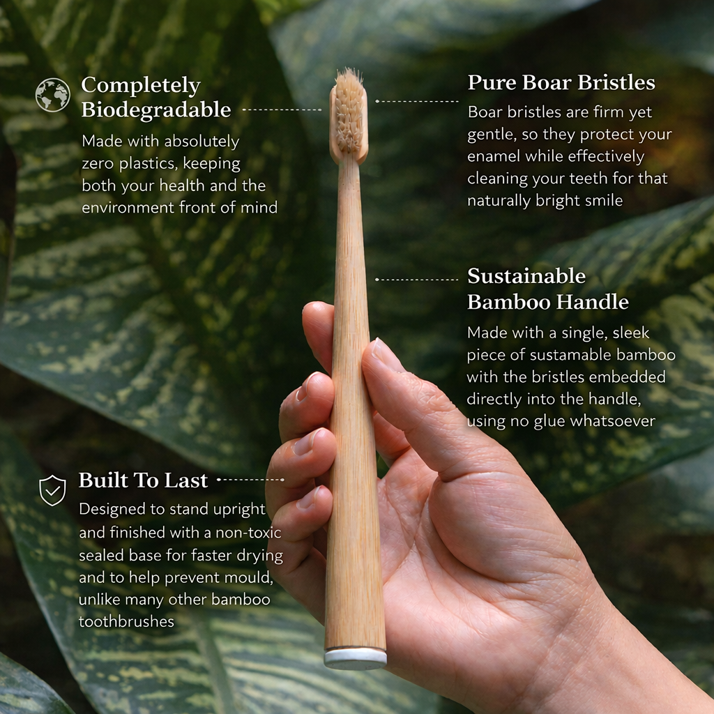 RELEVA Boar Bristle & Bamboo Toothbrush (4 Pack)