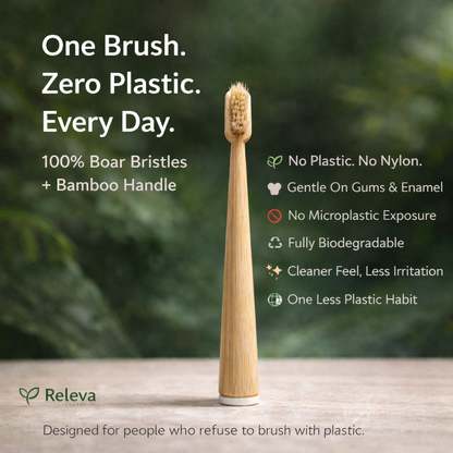 RELEVA Boar Bristle & Bamboo Toothbrush (4 Pack)